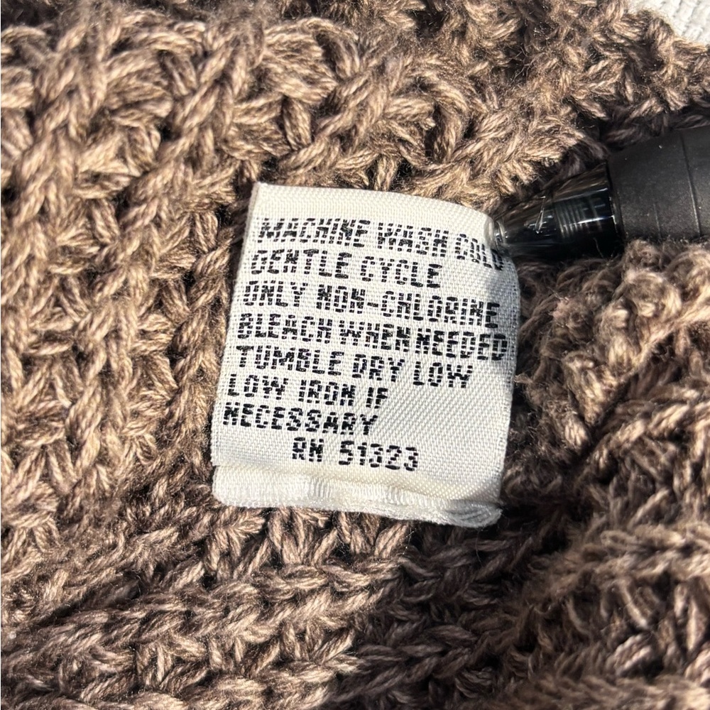 Kenneth Cole‎ Women XL Hooded Knit Cardigan Sweater Brown Cotton Blend - Picture 5 of 16